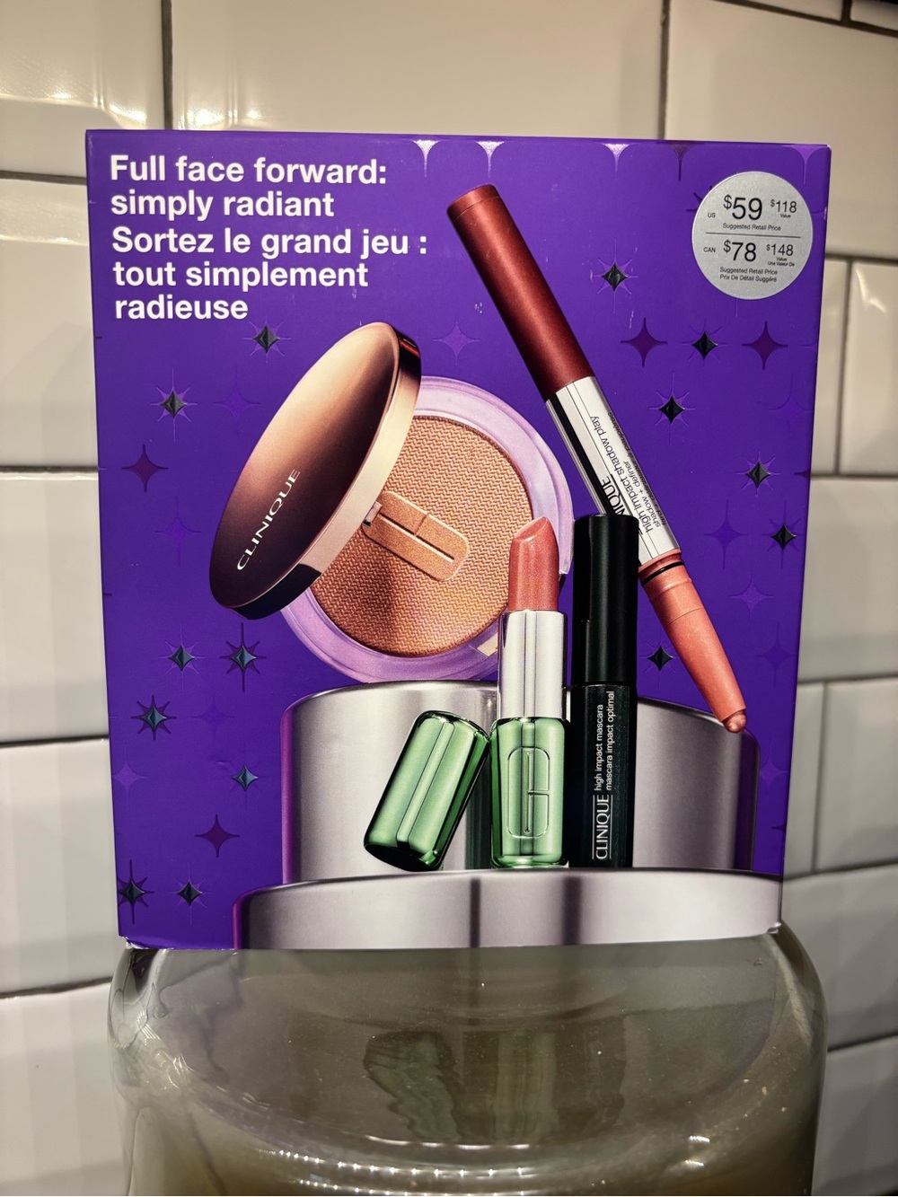 Clinique Radiant Highlight & Lip Set — Purple Packaging with Peach Shades